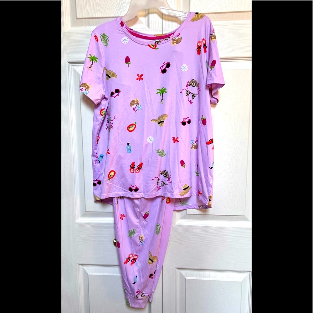 Pajamas summer purple 2 pc set pants & top